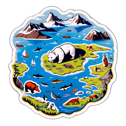 Mapa de Groenlandia con Fauna e Paisajes