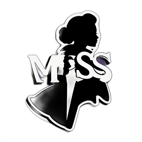 Een sticker met een slimme, mysterieuze silhouet van een vrouw met het woord 'Miss'