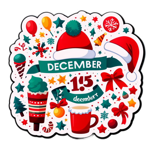 Εορταστική αυτοκόλλητη ετικέτα για 15 Δεκεμβρίου
