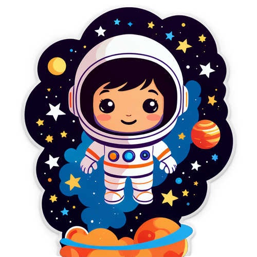 Cute Astronaut Floating in Space