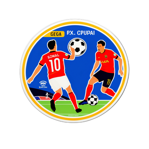 유로파 리그 경기에서 골을 넣는 순간을 포착한 스티커