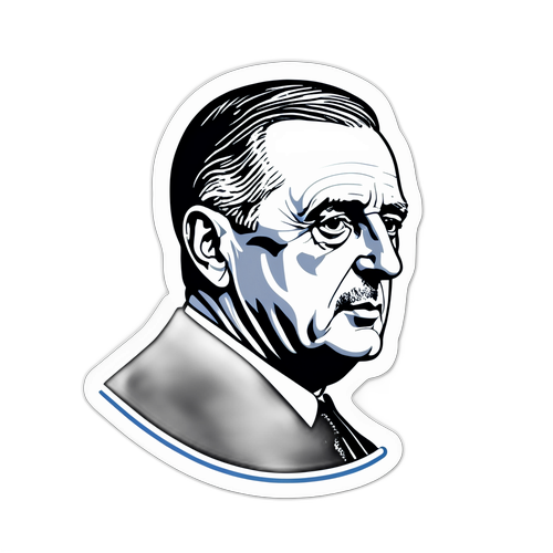 Autocollant stylisé de Charles de Gaulle