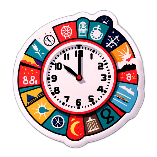 Reloj del 8 de septiembre con elementos icónicos culturales