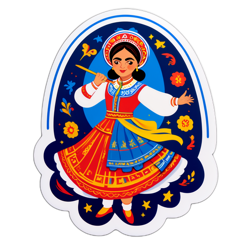 Autocolant cu ilustrarea artistică a Tudoriței Chidu