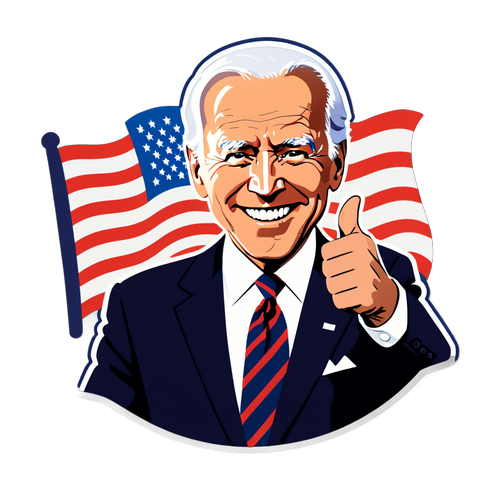 Smilet som forener Amerika: Biden med tommel opp og flagget i bakgrunnen!