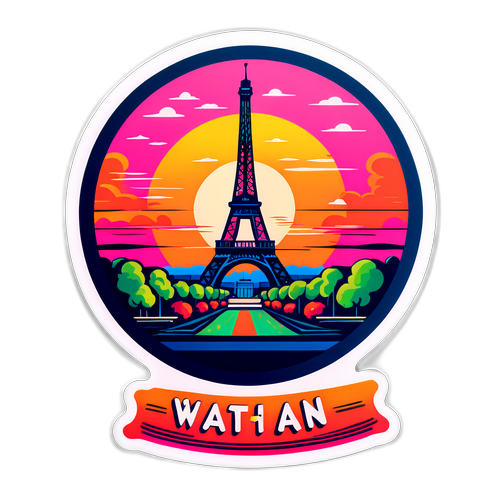 Une représentation vibrante de la Tour Eiffel au coucher de soleil