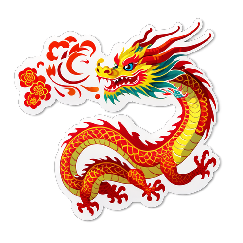 Dragon élégant avec motifs chinois pour le Nouvel An 2025