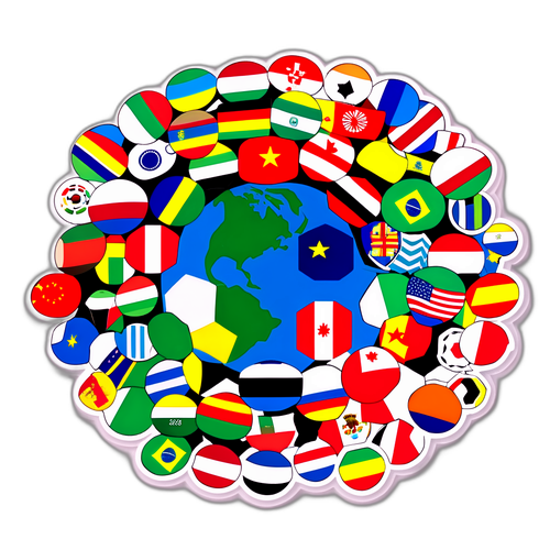 Stiker cu steagurile națiunilor participante la Cupa Mondială 2026