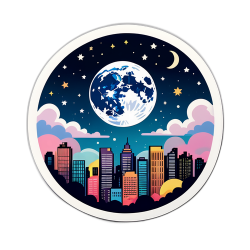 La luna llena sobre la ciudad