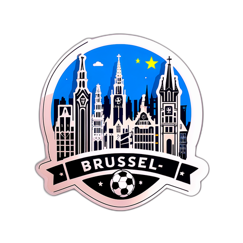 Stijlvolle skyline van Brussel met voetbal