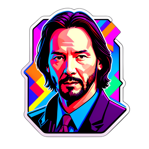 Retro-inspireret klistermærke af Keanu Reeves