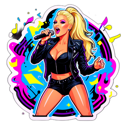 Energetisk sticker design af Erika Jayne på scenen