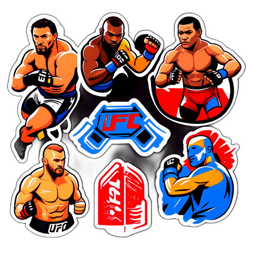 UFC의 유명 기술을 묘사한 일러스트 스티커