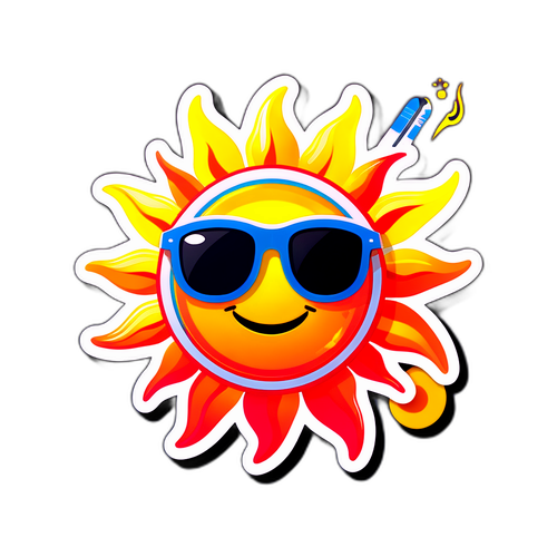Un soleil stylisé avec des lunettes de soleil