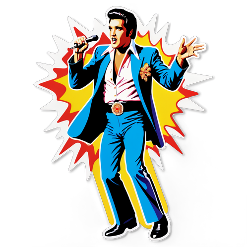 Fél pop-art stílusú matrica Elvis Presley legendás mozdulatával