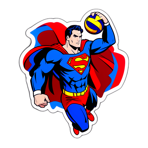 Superman w Sportowym Stylu z Siatkarską Piłką