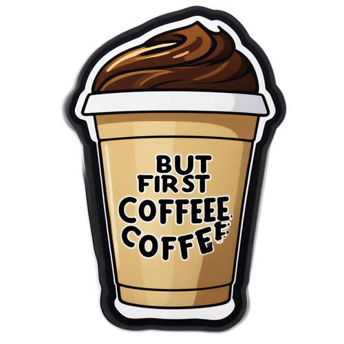 But First, Coffee Cartoon Sticker