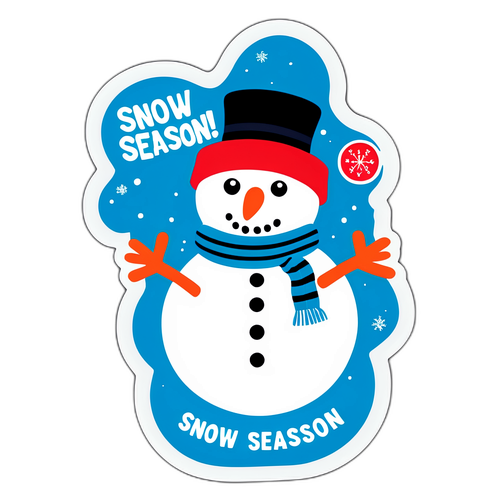 Sticker van een sneeuwman met schattige hoed