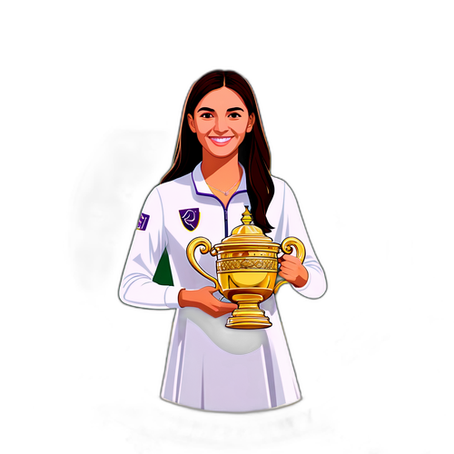 Emma Raducanu cu trofeul de la Wimbledon