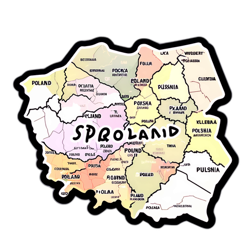 Mapa Polski z podświetlonymi miastami w stylu vintage