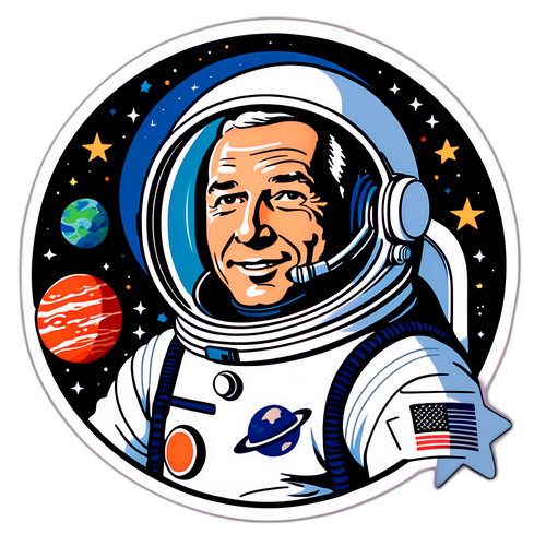 Illustrazione Vintage di Jim Lovell Astronauta