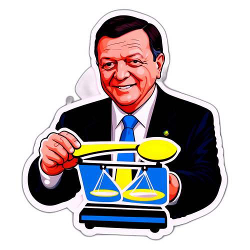 A divertida adesivo do Ministro Barroso segurando uma balança