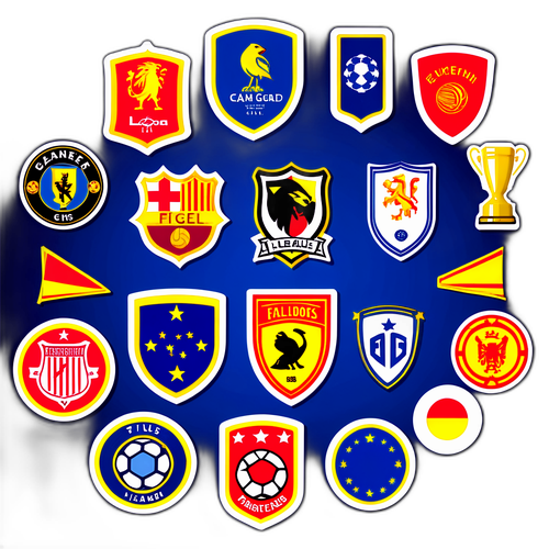 유럽 축구 리그 팀 로고 및 트로피 스티커 디자인