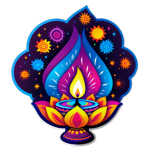 Värikkään Diwali-kynttilän ilo