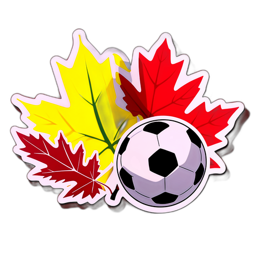 Sticker de fútbol, hoja de arce y mayflower
