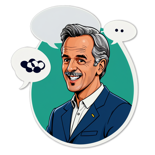 Adesivo di Pierluigi Pardo con Fumetti di Commento Sportivo