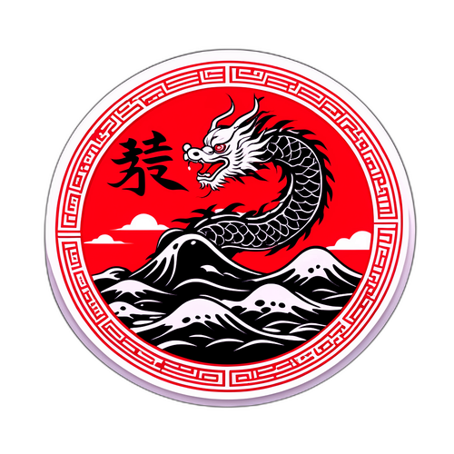 传统中国文化龙纹贴纸