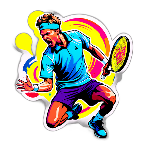 Chủ đề sticker Jannik Sinner trên sân tennis