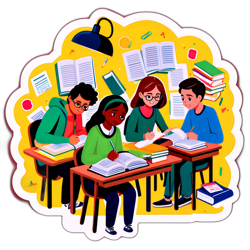 共通テストのために勉強する学生たち