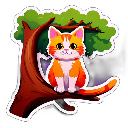 사랑스러운 나무 위의 고양이