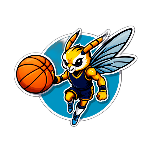 Sticker ng Hornet na Nagsusuot ng Jersey ng Basketball