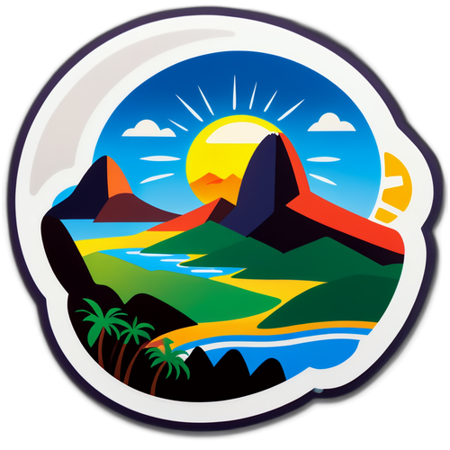 Sticker do Pão de Açúcar com Vista Panorâmica do Rio ao Pôr do Sol