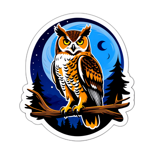 Een sticker van de Grote Ge подпасту в мистическом ночном окружении с лунным светом