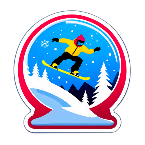 Stempel w kształcie kuli śnieżnej z narciarzem