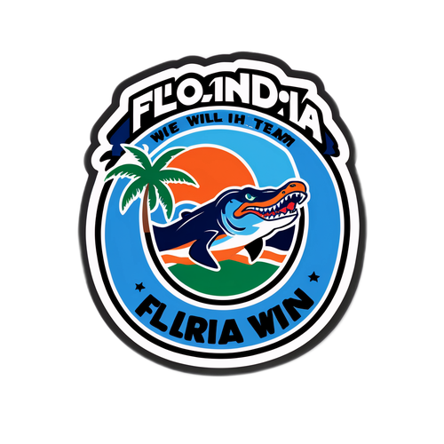 Стикер с командными графиками "Флорида" и надписью "Мы победим!"
