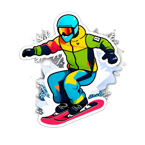 Représentation dynamique de Pierre Vaultier remportant une course de snowboard