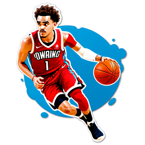 An Expressive Sticker of Trae Young in Motion