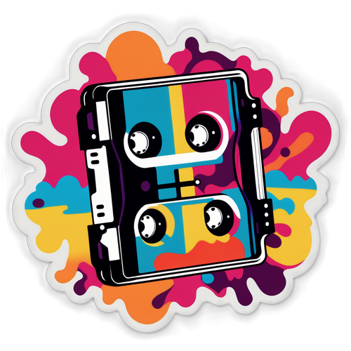 Retro Cassette Tape with Colorful Abstract Patterns
