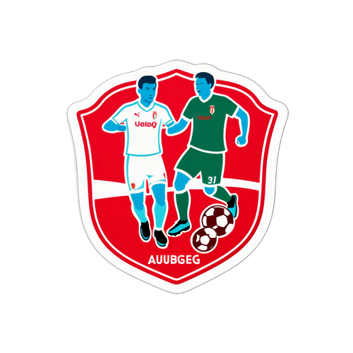 สติกเกอร์บอลฟุตบอลกับผู้เล่นออคสบวร์กเตรียมลงสนาม