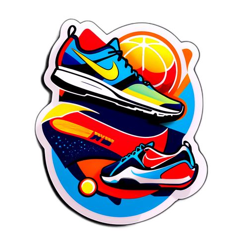 Radosny projekt logo Nike z popularnym sprzętem sportowym