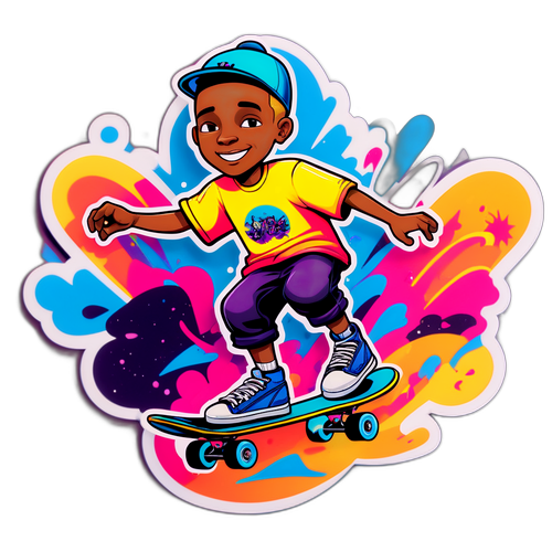 Whimsical Skateboarding Illustration