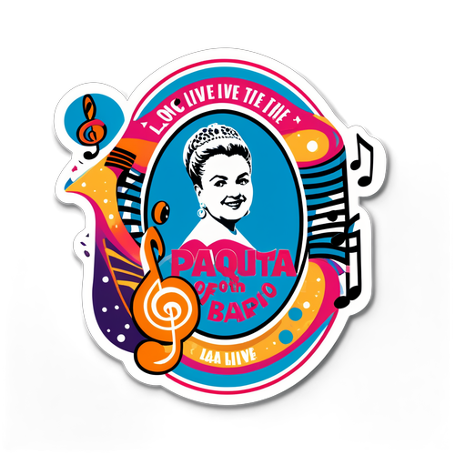 Sticker con la frase 'Larga vida a la música de Paquita la del Barrio'