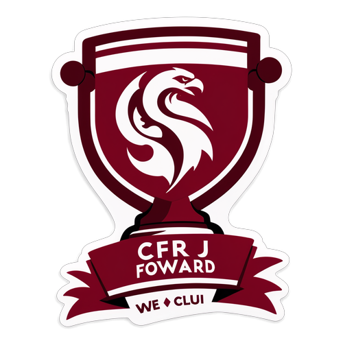 Inspirație de Campioni: "Mergem Mai Departe!" – Sticker CFR Cluj cu Culorile Premiere și Trofeu!