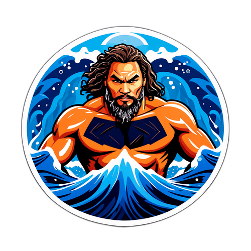 Äventyrlig klistermärke av Jason Momoa som superhjälte