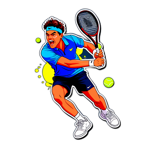 Adesivo Divertido do Jogador de Tênis Taylor Fritz em Ação