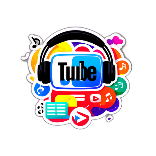Autocollant YouTube Premium avec éléments musicaux